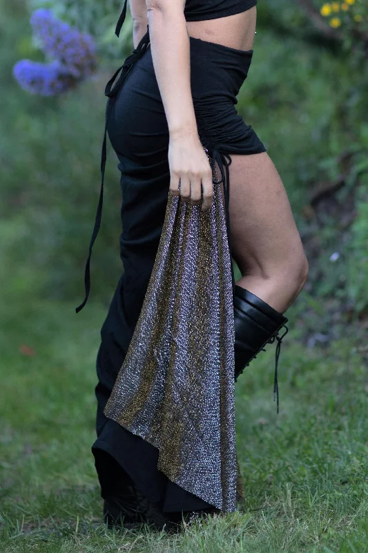 Royal Skirt - Black and Gold linen skirt relaxed