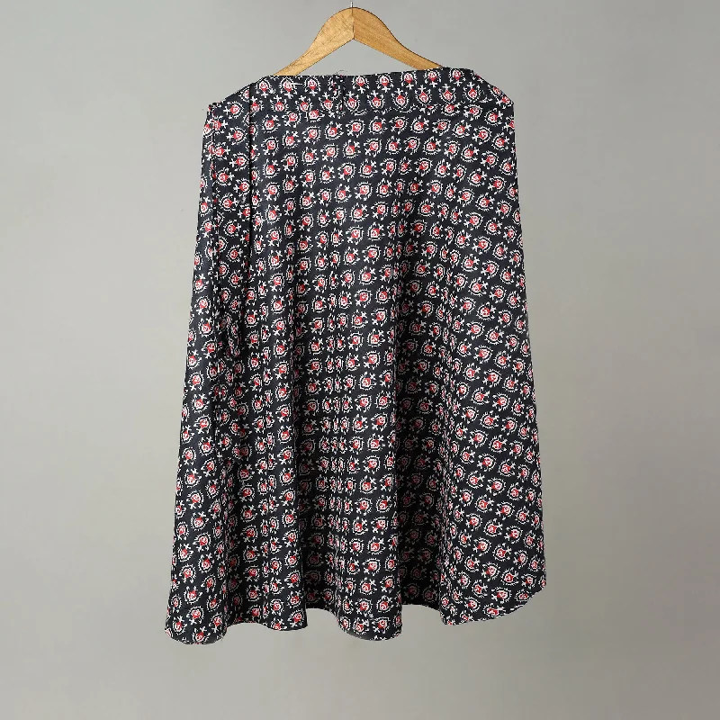 Black - Sanganeri Block Printed Cotton Wrap Around Skirt 32 leather skirt sleek