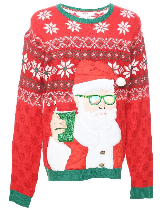 Santa Claus Christmas Jumper - L Chenille Fabric Brocade Fabric Lace Fabric