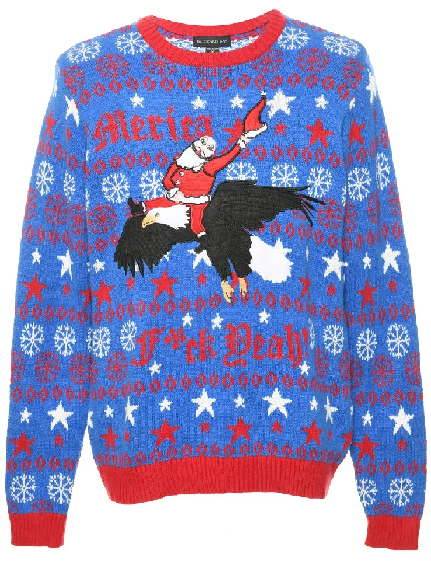 Santa Claus Christmas Jumper - M Chenille Fabric Brocade Fabric Lace Fabric