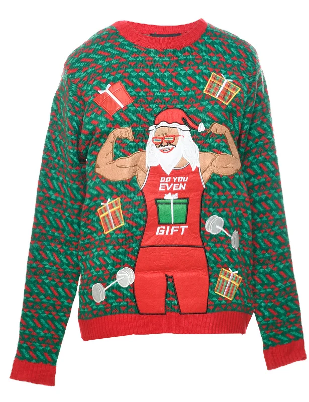 Santa Claus  Christmas Jumper - M Spandex Rayon Corduroy