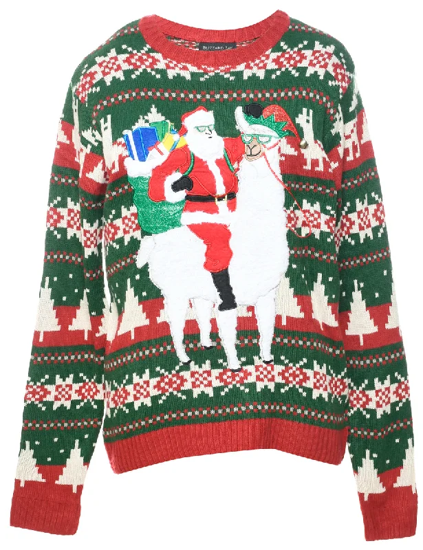 Santa Claus  Christmas Jumper - M Jersey Fabric Tulle Fabric Batik Fabric