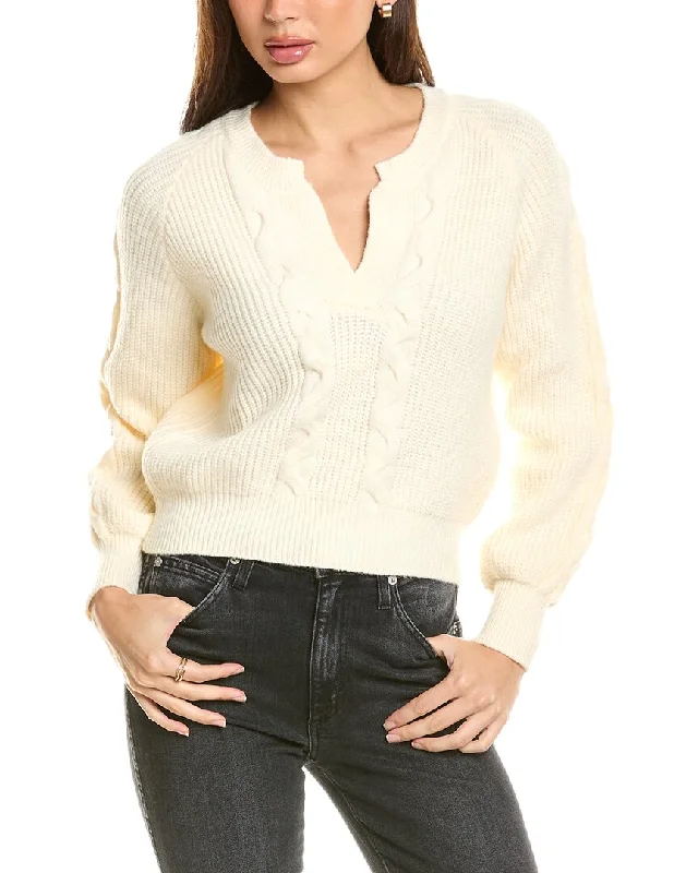 Seraphina Split Neck Sweater Beaded Sweater Sequined Faux Fur