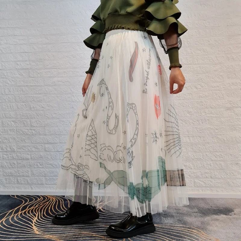 Simple Moderne SauleDu  Layered Tulle Apricot Skirt velvet skirt luxurious