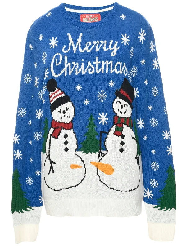 Snowman Christmas Jumper - L Mesh Fabric Canvas Fabric Denim Fabric