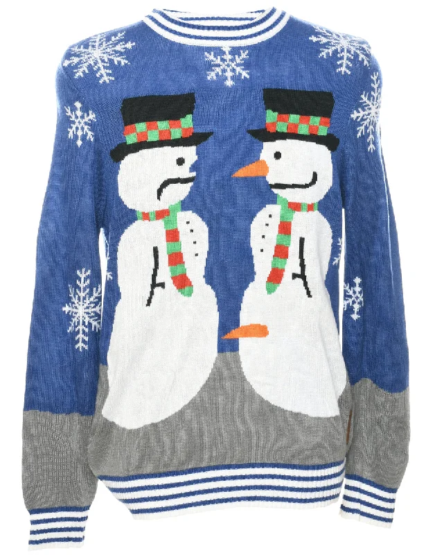Snowman Christmas Jumper - M Polka Dot Checkered Tartan