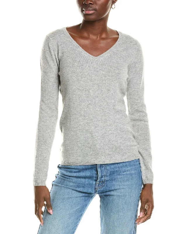 sofiacashmere Modern V-Neck Cashmere Sweater Bright Pastel Dark