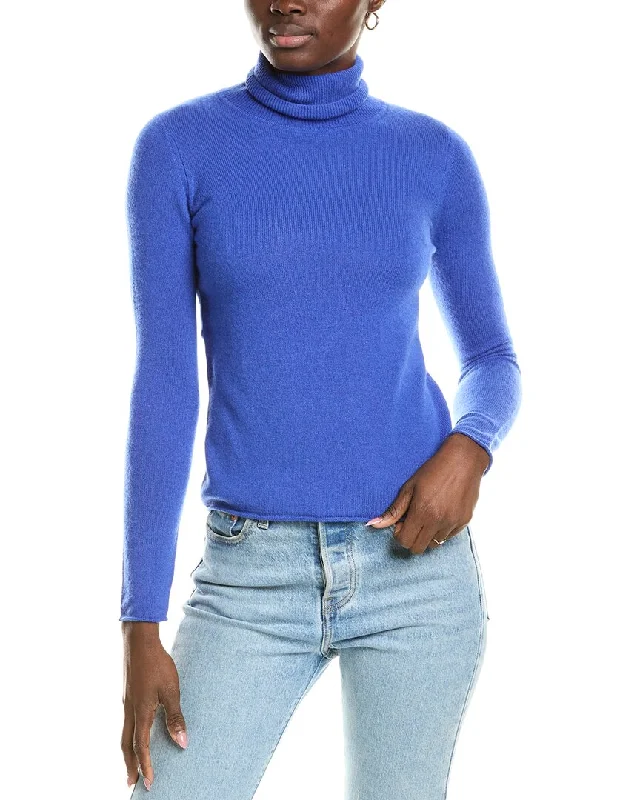 sofiacashmere Roll Cuff & Hem Turtleneck Sweater Wool Fabric Cashmere Fabric Tweed Fabric