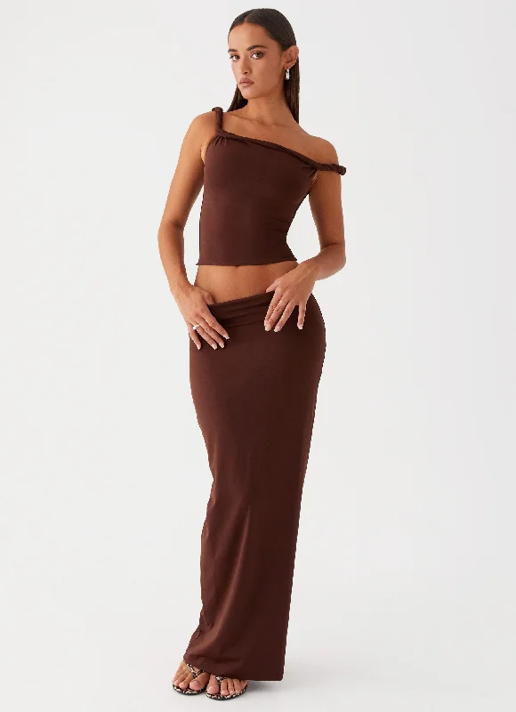 Solace Soul Maxi Skirt - Chocolate lace skirt feminine
