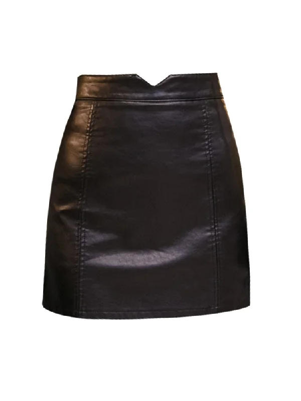 Spring Summer Casual PU Leather Skirt Women Elegant Zipper Mini A-Line Skirt Lady Skinny High Waist Skirts Black pleated skirt texture