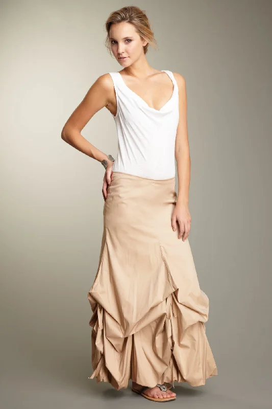Stretch Poplin Balloon Skirt - Tan chiffon skirt airy