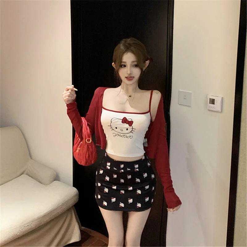 Sweet Suspender + Short Skirt Suit PA10068 chiffon skirt airy