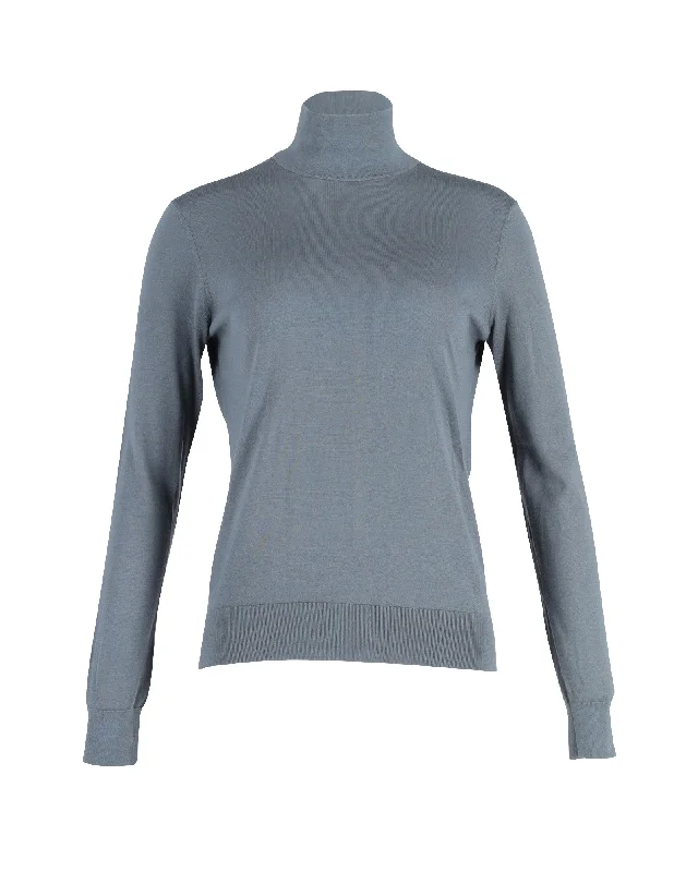 Theory Turtleneck Sweater in Blue Wool Modern Contemporary Chic
