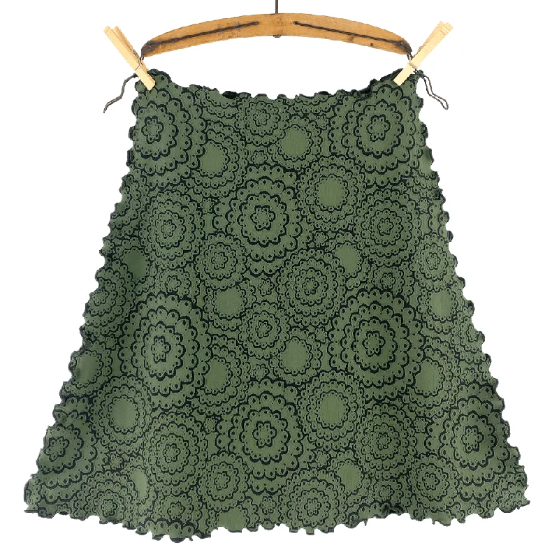 Thyme Doily Jacquard Knit Bias Skirt wool skirt breathable