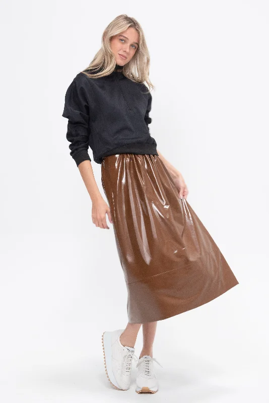 Light Weight Patent Smocking Waistband Full Skirt, Brick athletic skirt fit