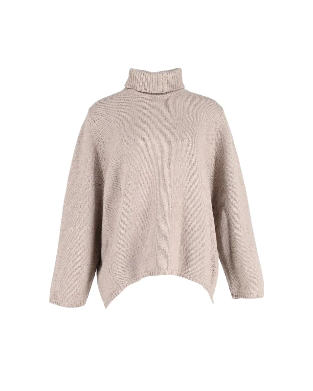 Toteme Turtleneck Sweater in Beige Wool Slim Fit Regular Fit Oversized