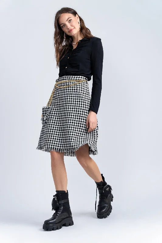 Tweed Fringe Skirt velvet skirt glossy
