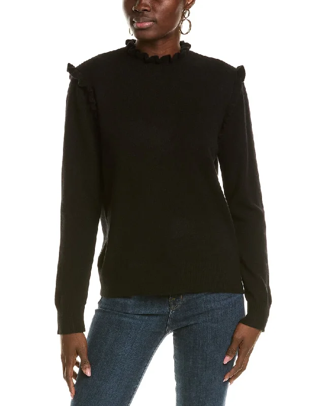 tyler böe Ruffle Cashmere Sweater Stretchy Elastic Breathable