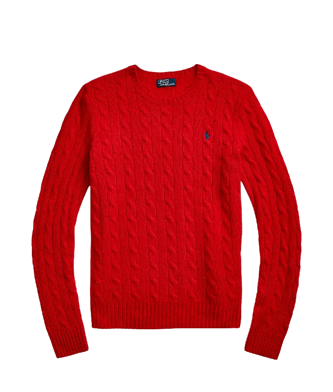Cable-knit Wool-cashmere Sweater - Red Seamless Knitted Crochet