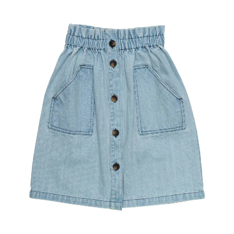 WYNKEN DENIM POCKET SKIRT linen skirt airy