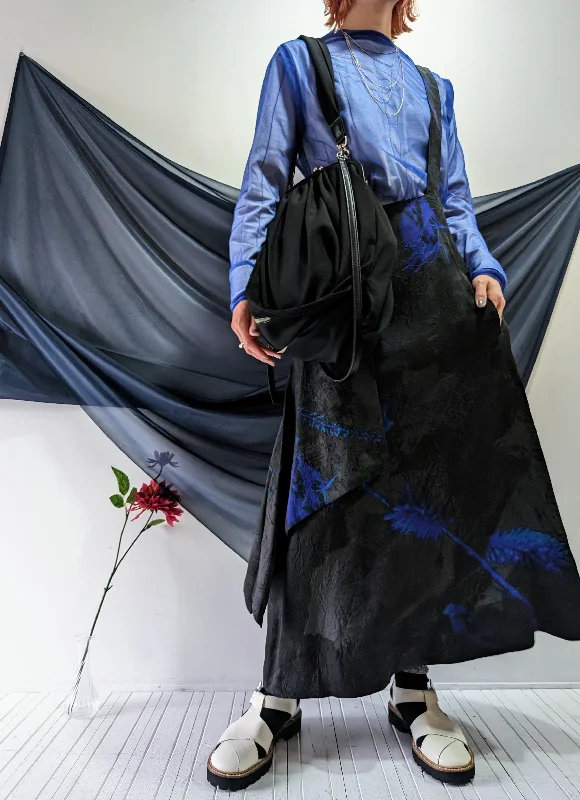 Y's 　CUPRO TWILL ETHNIC FLOWER PRINT SINGLE STRAP SKIRT floral skirt print